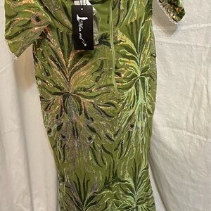 Green Sequin Embellished Dress